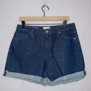 Universal Thread Dark Wash Denim High Rise Vintage Midi Shorts size 10/30